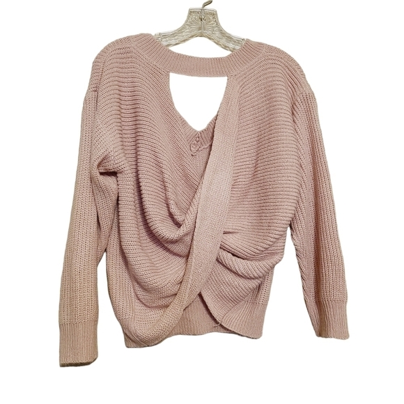 Shein Curve | Women's Baby Pink Wrap Cross Back Drop Shoulder Sweater (Size 0X) - Picture 11 of 12